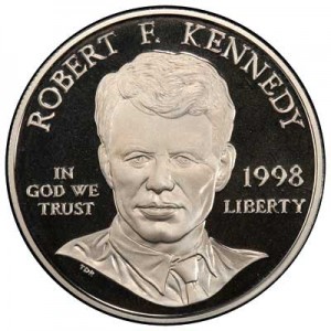 Dollar 1998 Robert F. Kennedy  proof price, composition, diameter, thickness, mintage, orientation, video, authenticity, weight, Description