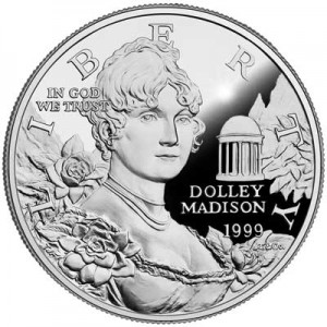 Dollar 1999 Dolley Madison  proof price, composition, diameter, thickness, mintage, orientation, video, authenticity, weight, Description