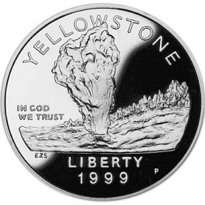 Dollar 1999 Yellowstone  proof price, composition, diameter, thickness, mintage, orientation, video, authenticity, weight, Description