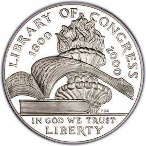 Dollar 2000 Library of Congress Bicentennial  proof price, composition, diameter, thickness, mintage, orientation, video, authenticity, weight, Description