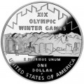 1 dollar 2002 Salt Lake City XIX winter Olimpic Games,  proof, silver