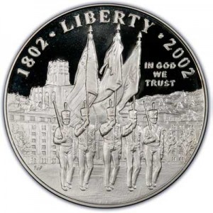 1 dollar 2002 West Point Bicentennial  proof, silver