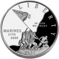 1 доллар 2005 230-летие Морской Пехоты, серебро proof