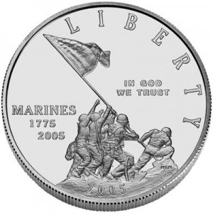1 доллар 2005 США 230-летие Морской Пехоты,  UNC, серебро