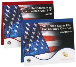 Набор монет 2017 США, никель, двор P, двор D, UNC цена, стоимость