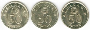 Set 50 pesetas 1980 Spain, ESPANA '82, 80, 81, 82 inside the star price, composition, diameter, thickness, mintage, orientation, video, authenticity, weight, Description