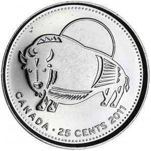 25 центов 2011 Канада, Бизон, отличное состояние цена, стоимость