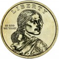 1 Dollar 2011 USA Squaw Sacagawea,  Der Vertrag Wampanoag, farbig