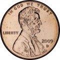 1 cent 2009 USA Formative years, Lincoln, mint mark D