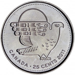 25 cents 2011 Canada Peregrine Falcon, UNC