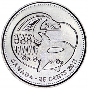 25 cents 2011 Canada killer whale, UNC