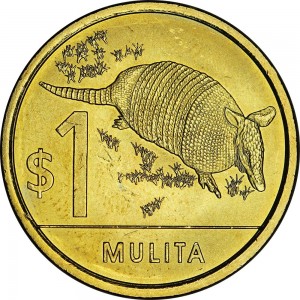 1 Peso 2011 Uruguay Armadillo price, composition, diameter, thickness, mintage, orientation, video, authenticity, weight, Description