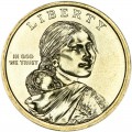 1 Dollar 2013 USA Squaw Sacagawea, Vertrag mit den Delawares, farbig
