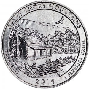25 cent Quarter Dollar 2014 USA Great Smoky Mountain 21. Park P
