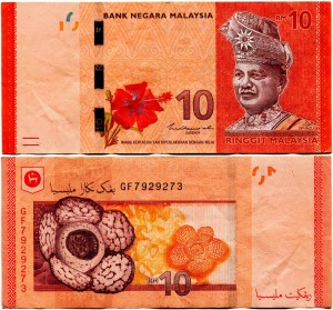 10 ринггит 2012 Малайзия, банкнота, из обращения