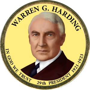 1 доллар 2014 США, 29-й президент Уоррен Хардинг, цветной, 1 доллар серии Президентские доллары США, цена, стоимость