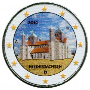 2 euro 2014 Germany Lower Saxony (Church of St. Michael in Hildesheim), color price, composition, diameter, thickness, mintage, orientation, video, authenticity, weight, Description