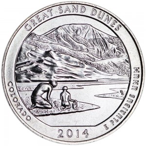 25 cents Quarter Dollar 2014 USA Great Sand Dunes 24th National Park, mint mark D