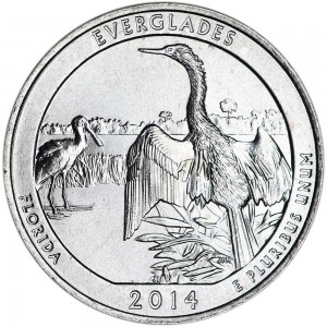25 cent Quarter Dollar 2014 USA Everglades 25. Park D