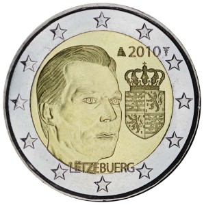 2 евро 2010, Люксембург, Герб Великого герцога Люксембурга Анри цена, стоимость