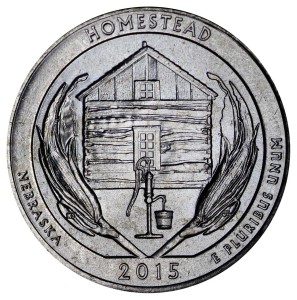 25 cents Quarter Dollar 2015 USA Homestead National Monument of America 26th National Park, mint mark D