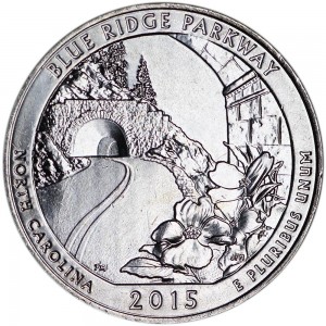 25 cents Quarter Dollar 2015 USA Blue Ridge Parkway 28th National Park, mint mark D