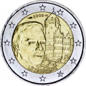 2 евро 2008, Люксембург, Замок Берг цена, стоимость