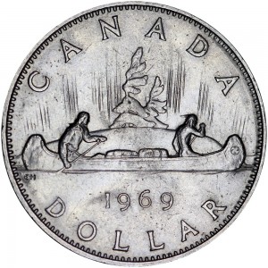 1 dollar 1969 Canada, Canoe