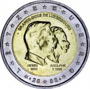 2 euro 2005 Luxemburg Gedenkmünze, drei Jubiläen