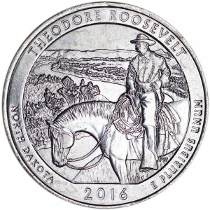 25 cents Quarter Dollar 2016 USA Theodore Roosevelt 34th National Park, mint mark P