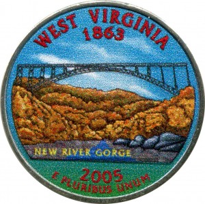 25 cents Quarter Dollar 2005 USA West Virginia (colorized)