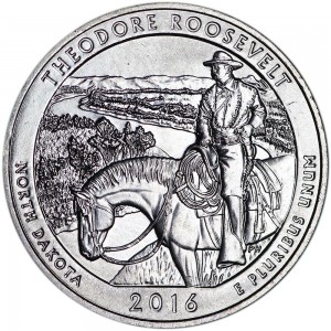 25 cents Quarter Dollar 2016 USA Theodore Roosevelt 34th National Park, mint mark S