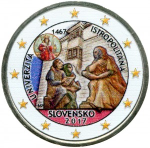 2 евро 2017 Словакия, Истрополитанский Университет (цветная) цена, стоимость