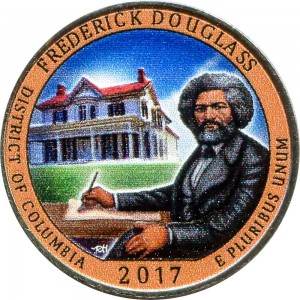 25 cents Quarter Dollar 2017 USA Frederick Douglass 37th National Park (colorized)