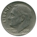10 центов 1966 США Рузвельт, двор P, из обращения