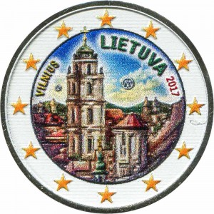 2 euro 2017 Lithuania, Vilnius (colorized) price, composition, diameter, thickness, mintage, orientation, video, authenticity, weight, Description