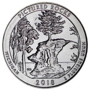 25 cents Quarter Dollar 2018 USA Pictured Rocks National Lakeshore 41th Park, mint mark P