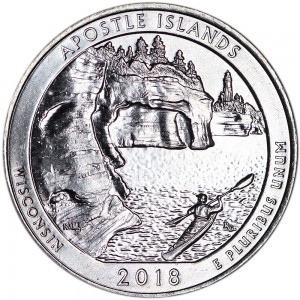 25 cents Quarter Dollar 2018 USA Apostle Islands National Lakeshore 42th Park, mint mark P