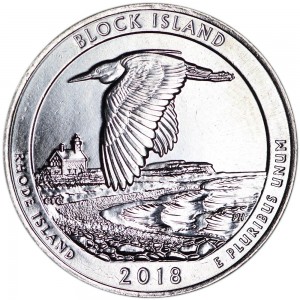 25 центов 2018 США Остров Блок (Block Island), 45-й парк, двор D