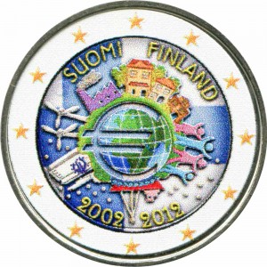 2 евро 2012 10 лет Евро, Финляндия (цветная)