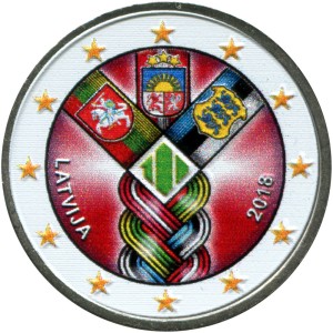 2 евро 2018 Латвия, 100 лет независимости (цветная)