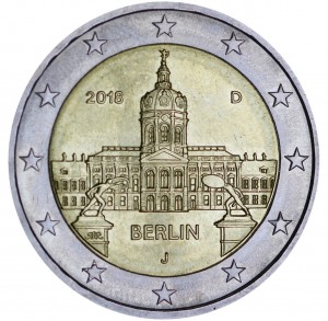 2 euro 2018 Germany Berlin, Charlottenburg Palace, mint mark J price, composition, diameter, thickness, mintage, orientation, video, authenticity, weight, Description