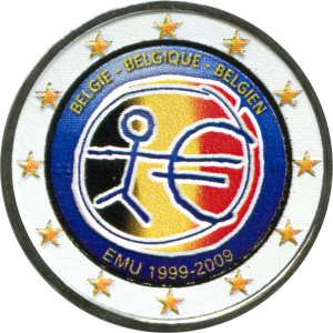 2 euro 2009 Economic and Monetary Union, Belgium (colorized)