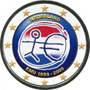 2 euro 2009 Economic and Monetary Union, Netherlands (colorized)
