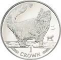 1 крона 1991 Остров Мэн Норвежский лесной кот