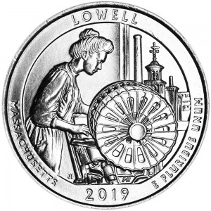 25 центов 2019 США Лоуэлл (Lowell), 46-й парк, двор D