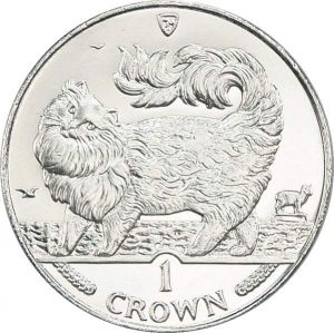 1 crown 1993 Isle of Man Maine Coon price, composition, diameter, thickness, mintage, orientation, video, authenticity, weight, Description