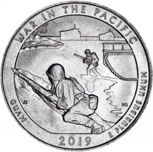 25 cents Quarter Dollar 2019 USA War in the Pacific 48th Park, mint mark P