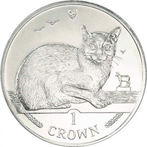 1 crown 1996 Isle of Man Burmese Cat price, composition, diameter, thickness, mintage, orientation, video, authenticity, weight, Description