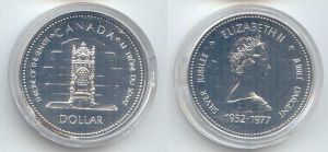 1 доллар 1977 Канада Серебряный юбилей цена, стоимость